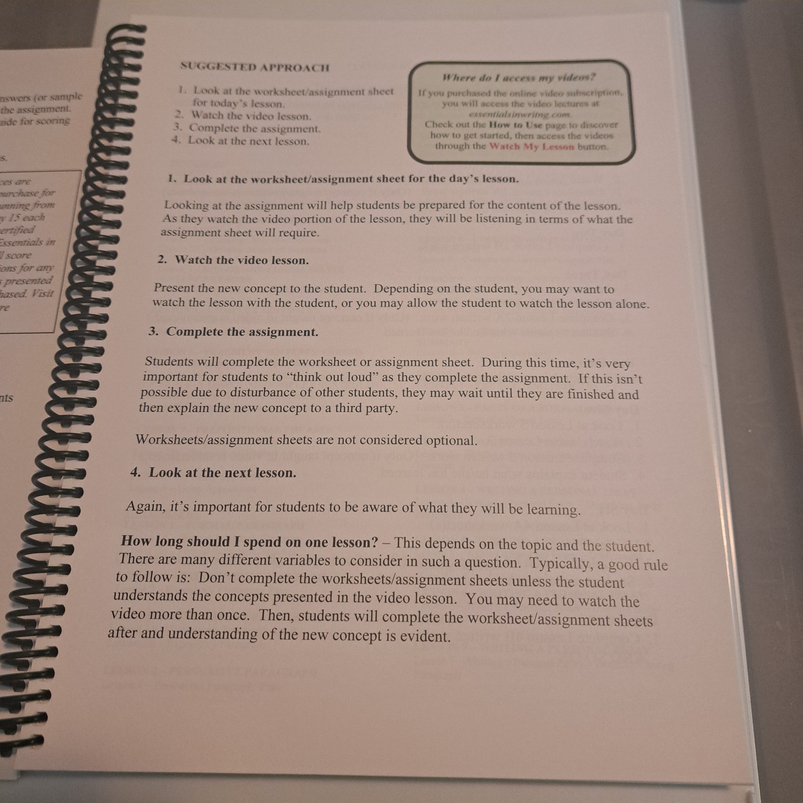 ESSENTIALS IN WRITING Level 9 Text book (spiral) & 3 DVDs Matthew Stephens 2021