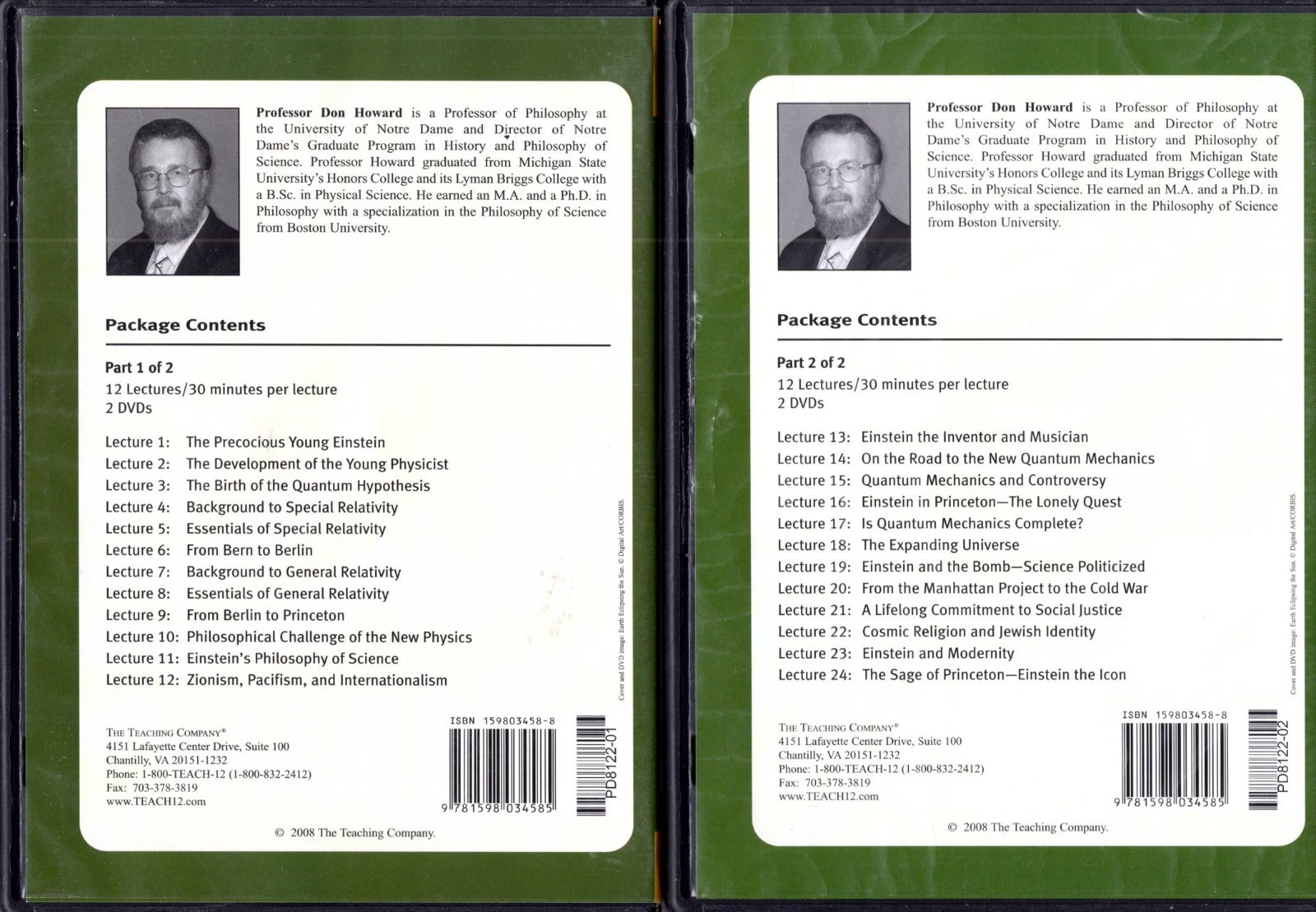 Great Courses ALBERT EINSTEIN Physicist Philosopher Humanitarian DVD 1 & 2 Book+