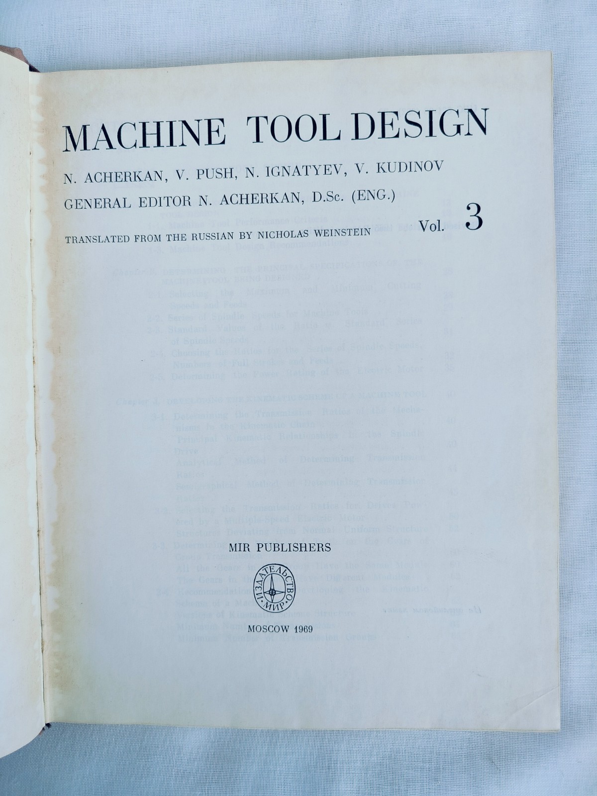 Machine Tool Design ( Volume 3 ) by N. Acherkan & Others, Mir Publishers, 1969