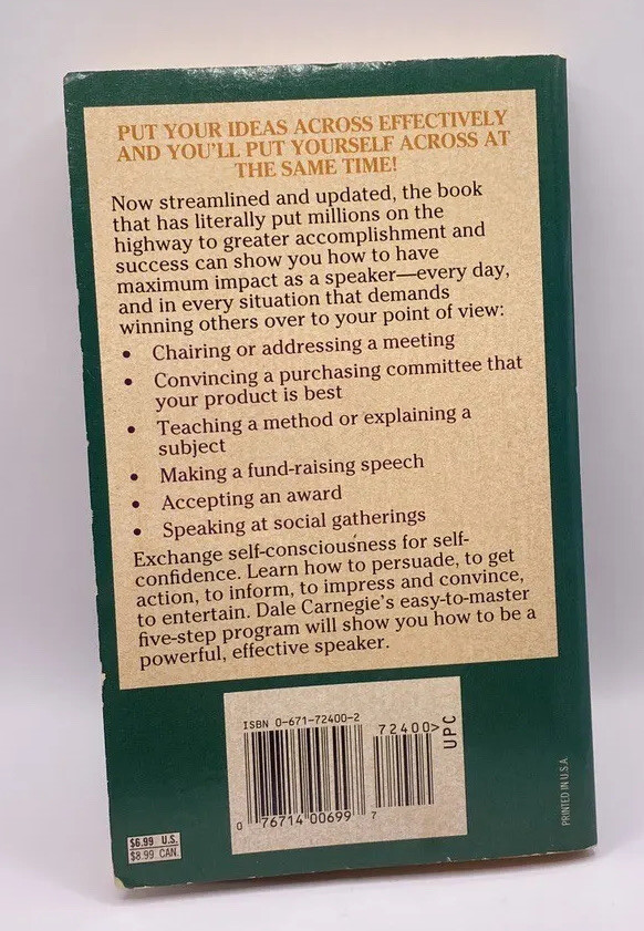 The Quick & Easy Way to Effective Speaking Dale Carnegie Vintage 1962 Paperback
