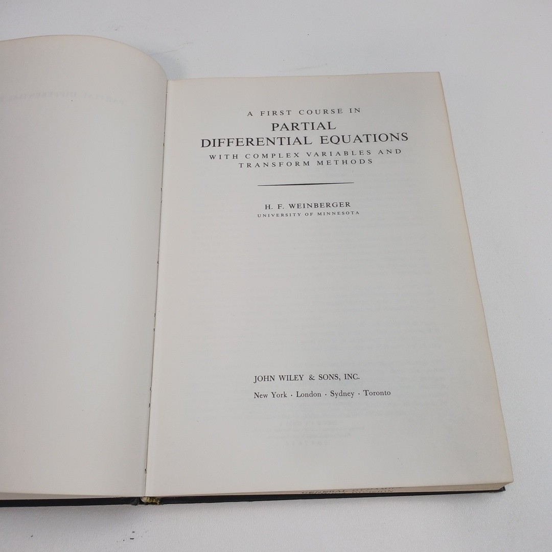 First Course in Partial Differential Equations By H.F. Weinberger Hardcover 1965