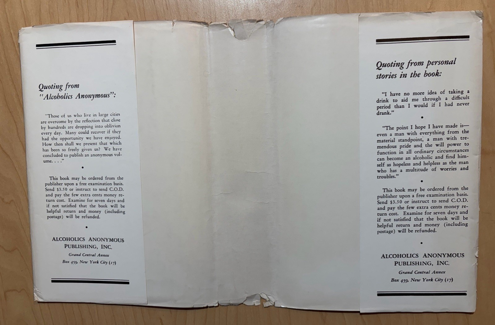 AA Book Alcoholics Anonymous 2nd Edition 1955 Hard Cover Dust Jacket 6th Print