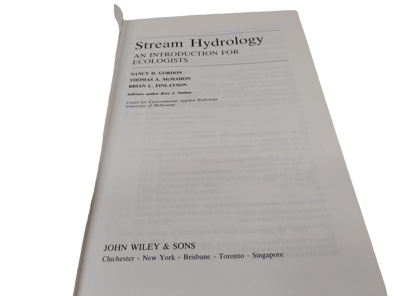 Stream Hydrology An Introduction for Ecologists Gordon McMahon Wiley