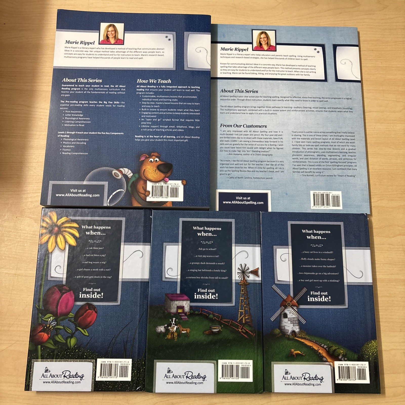 Lot 5 All About Reading + Spelling Level 1 Teacher’s Manuals + Readers 1-3 Set