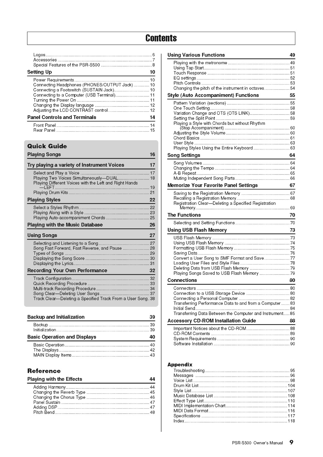 Yamaha PSR-S500 Instruction Manual: 122 Pages & Protective Covers!