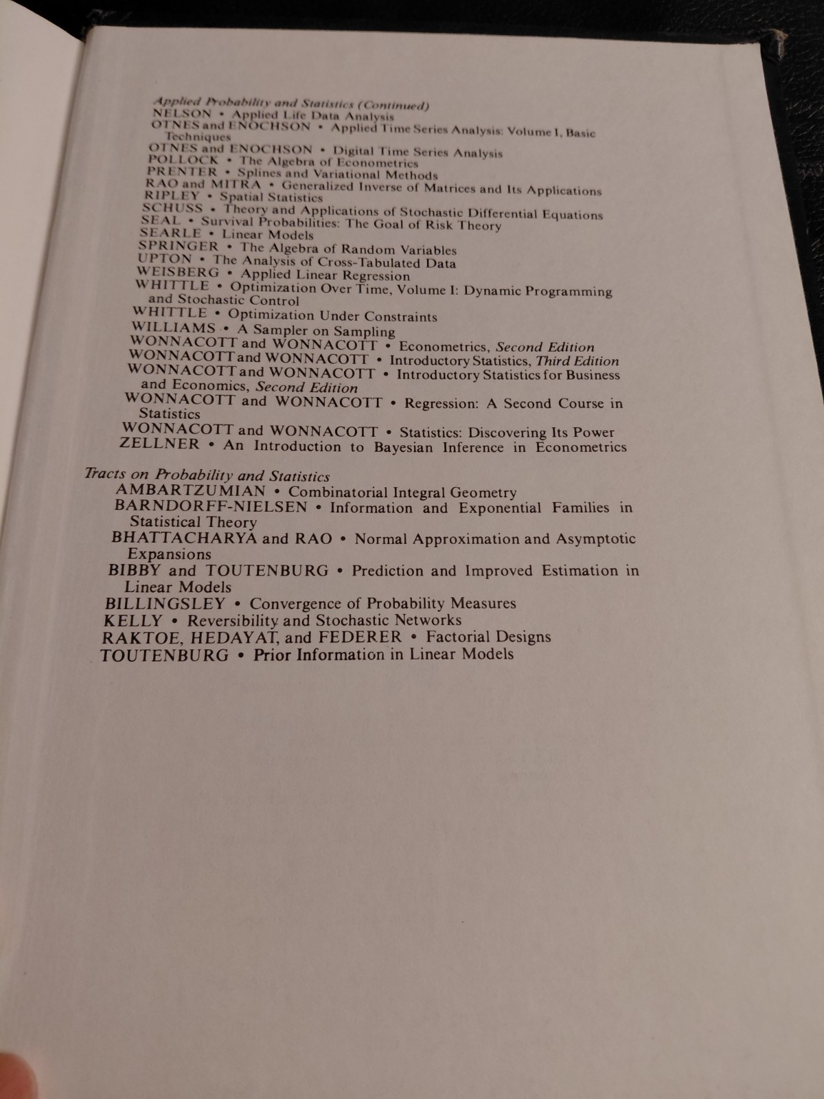 STOCHASTIC PROCESSES by Sheldon M. Ross 1983’s Wiley series in probability..