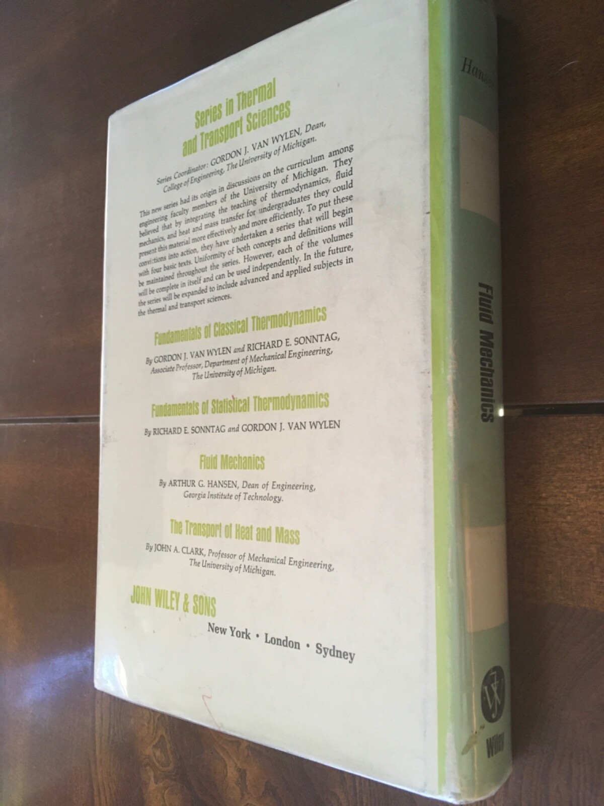 Fluid Mechanics by Arthur G. Hansen 1967 John Wiley and Sons HC
