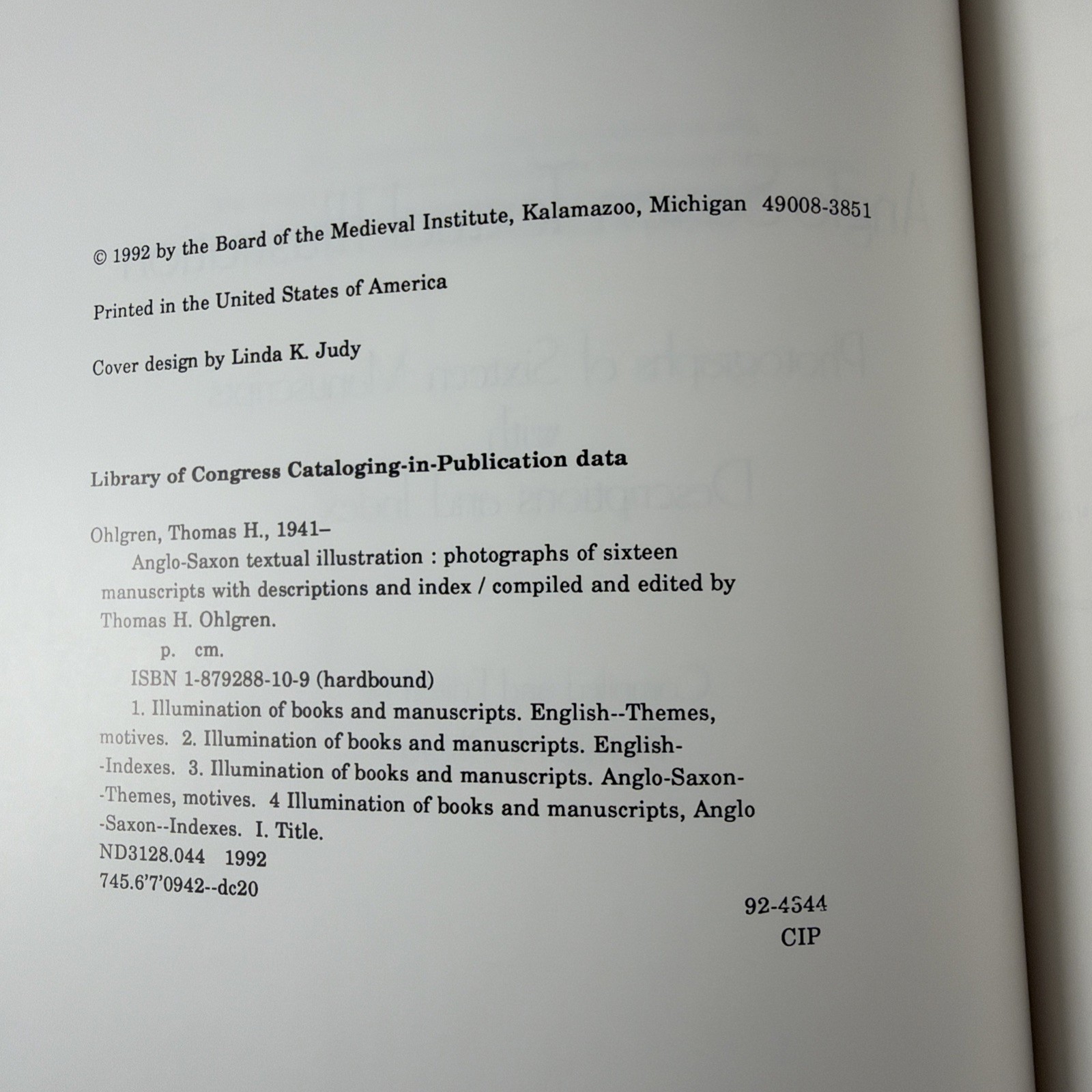 Anglo-Saxon Textual Illustration by Thomas H. Ohlgren 1992 Hardcover Medieval